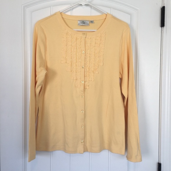 Studio Works Yellow Button Down Cardigan Medium - Picture 1 of 5